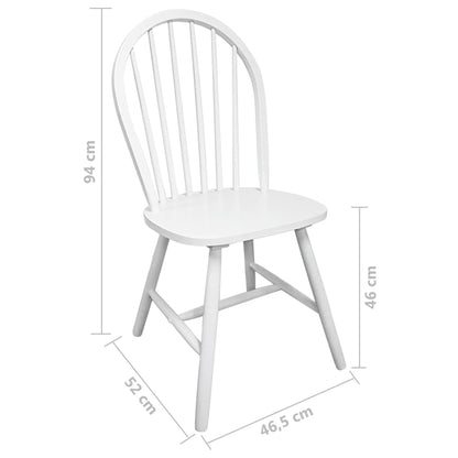 Sillas De Comedor 4 Unidades Madera Maciza De Caucho Blanco