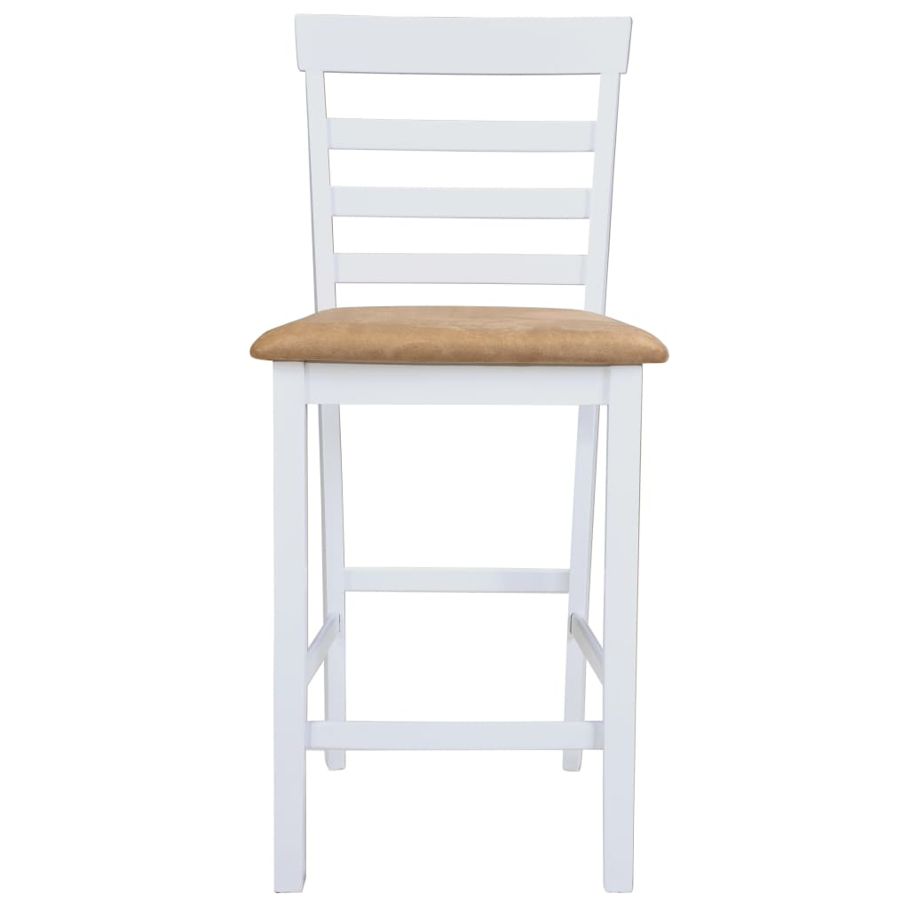 Mesa De Bar Y 4 Taburetes De Barra Madera Blanca