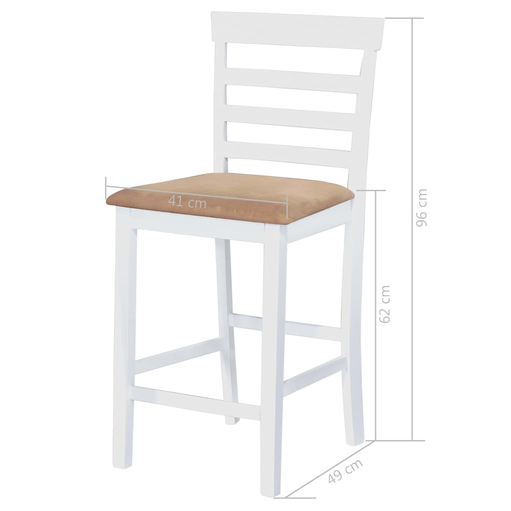 Mesa De Bar Y 4 Taburetes De Barra Madera Blanca