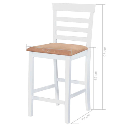 Mesa De Bar Y 4 Taburetes De Barra Madera Blanca