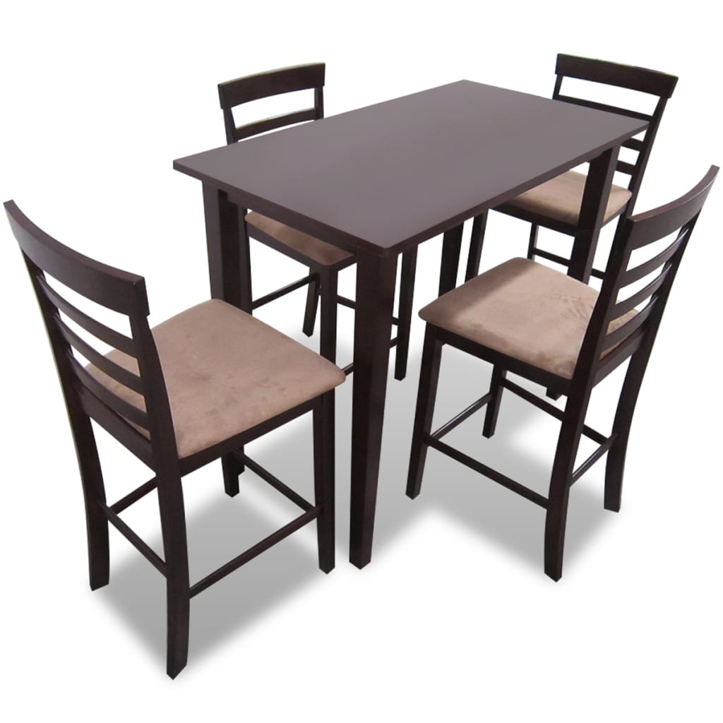 Mesa De Bar Y 4 Taburetes De Barra Madera Blanca