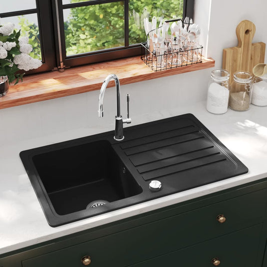 Fregadero De Cocina De Granito Con Un Seno Y Escurridor