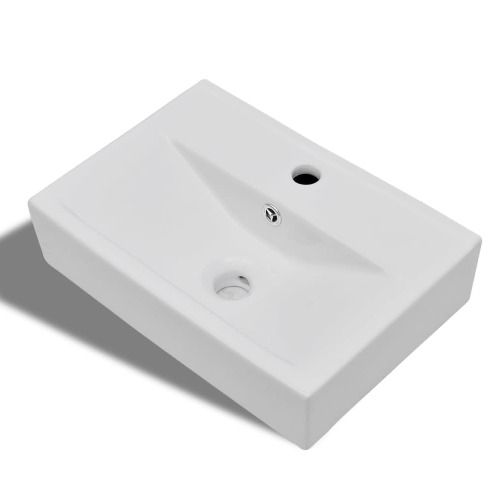 Lavabo Rectangular De Cerámica Hueco De Grifo/Desagüe
