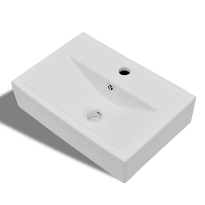 Lavabo Rectangular De Cerámica Hueco De Grifo/Desagüe