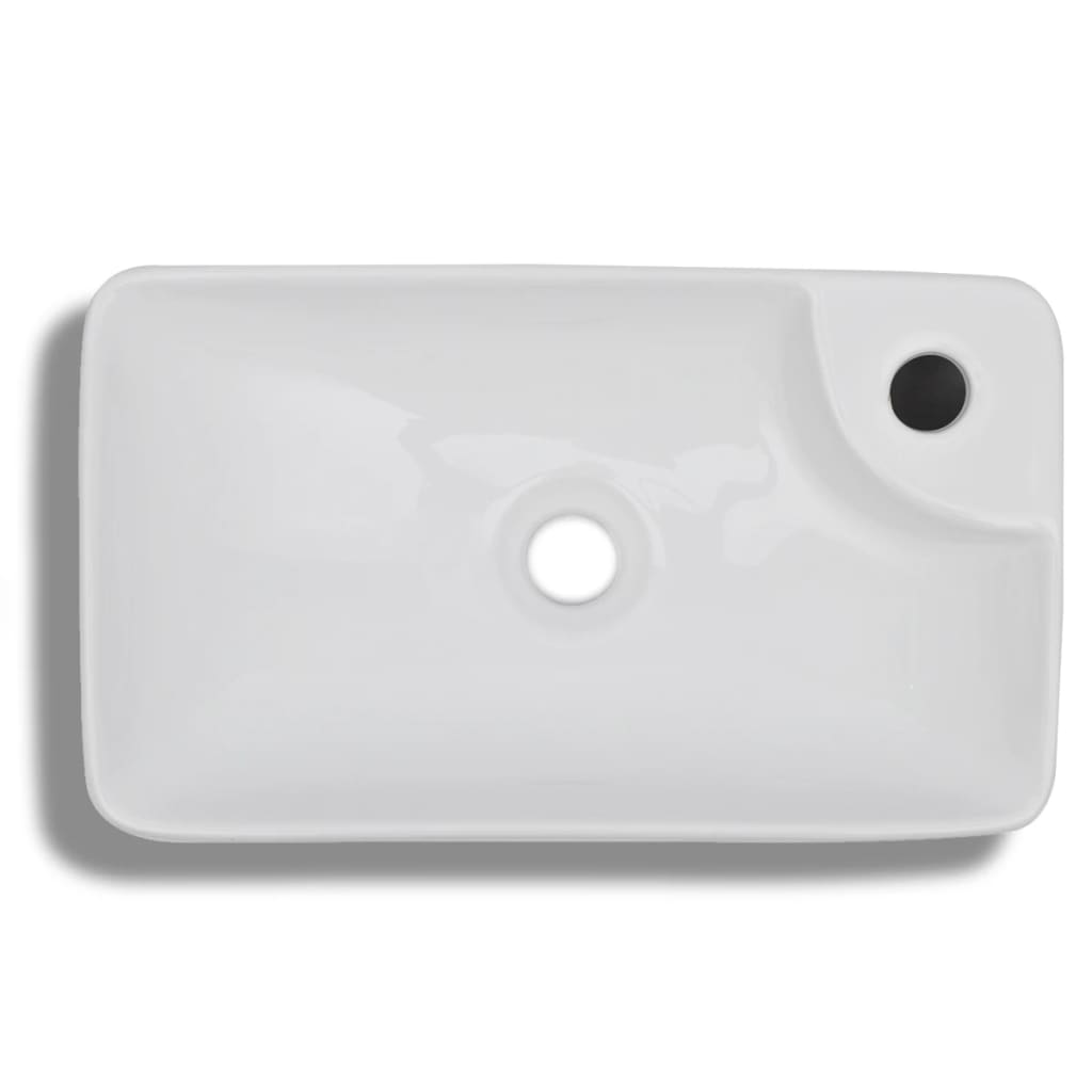 Lavabo De Cerámica Con Orificio De Grifo Y Desagüe