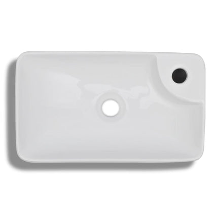 Lavabo De Cerámica Con Orificio De Grifo Y Desagüe