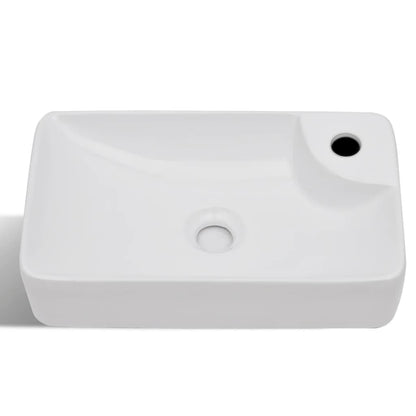 Lavabo De Cerámica Con Orificio De Grifo Y Desagüe