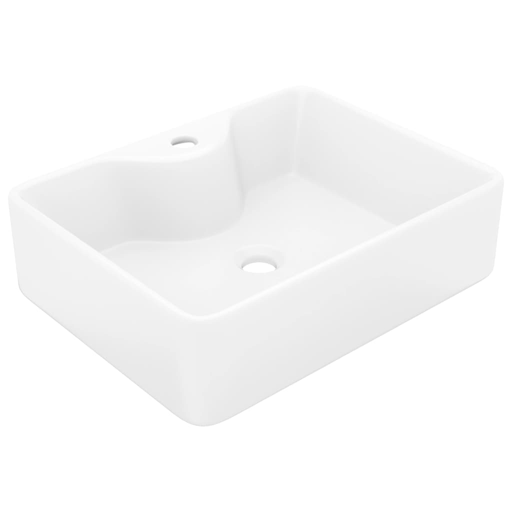 Lavabo De Cerámica Cuadrado Orificio De Grifo Y Desagüe