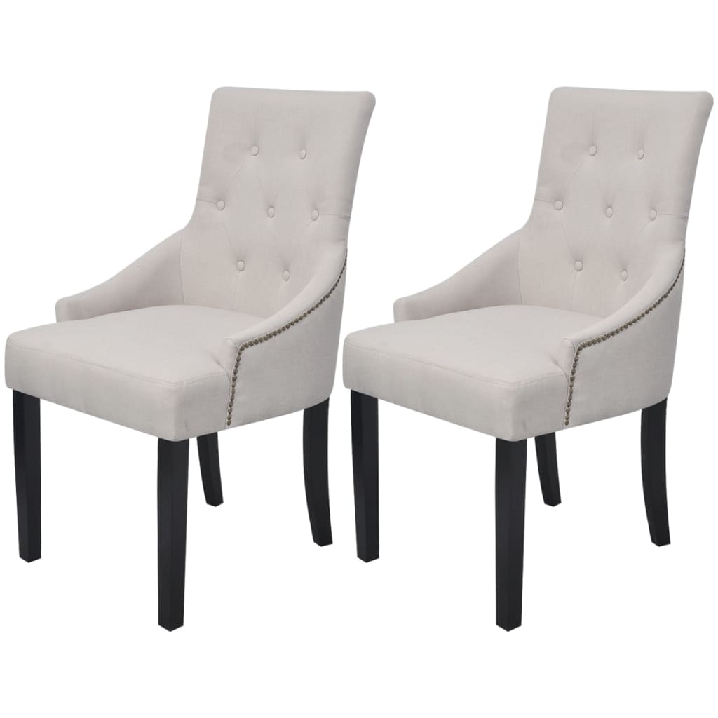Sillas De Comedor 4 Unidades Tela Gris Crema