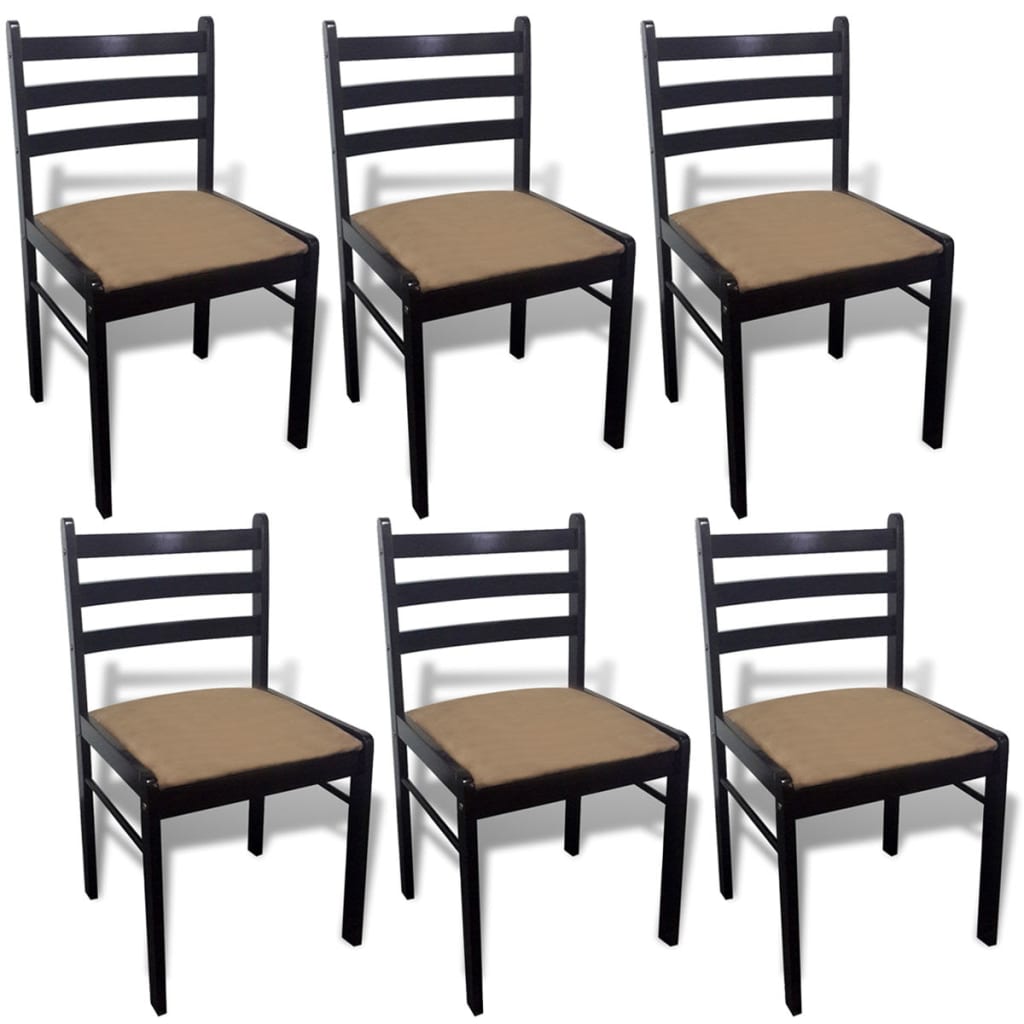 Sillas De Comedor 6 Unidades Madera Maciza Y Terciopelo