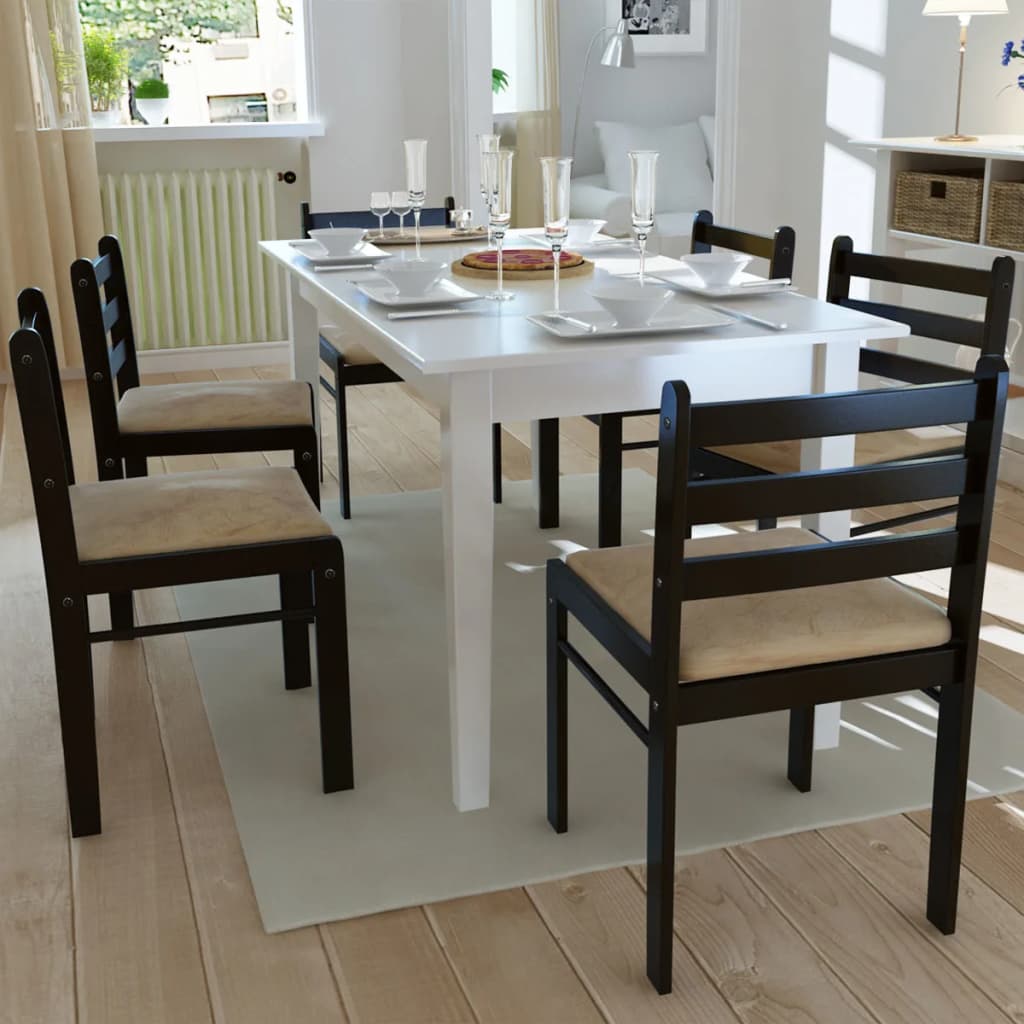 Sillas De Comedor 6 Unidades Madera Maciza Y Terciopelo