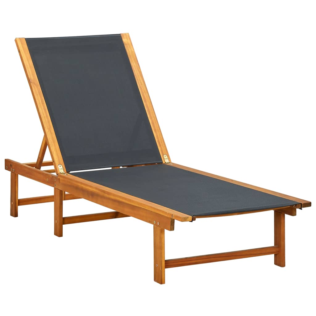 Tumbona Con Mesa Madera Maciza De Acacia Y Textileno