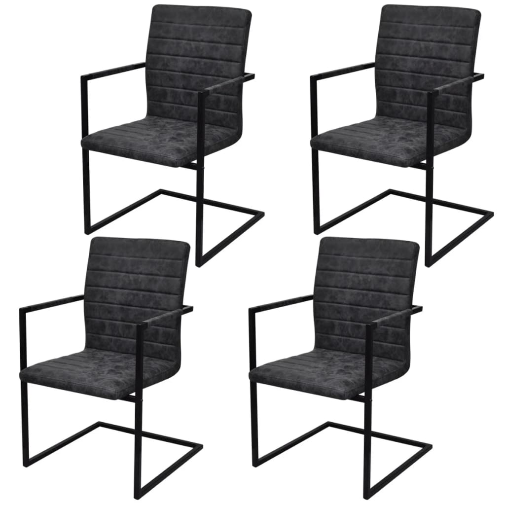Sillas De Comedor Voladizas 2 Uds Cuero Sintético
