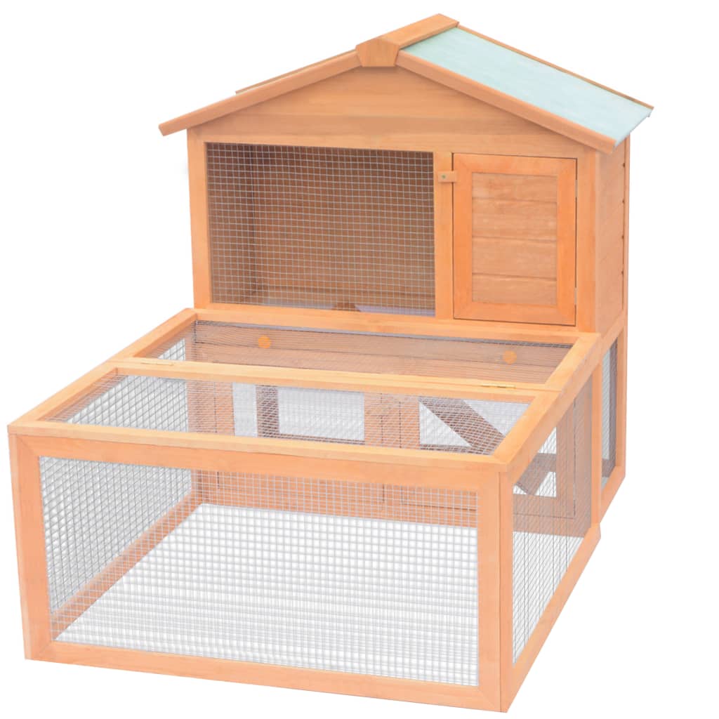 Conejera Jaula De Animales Con Patio Exterior Madera
