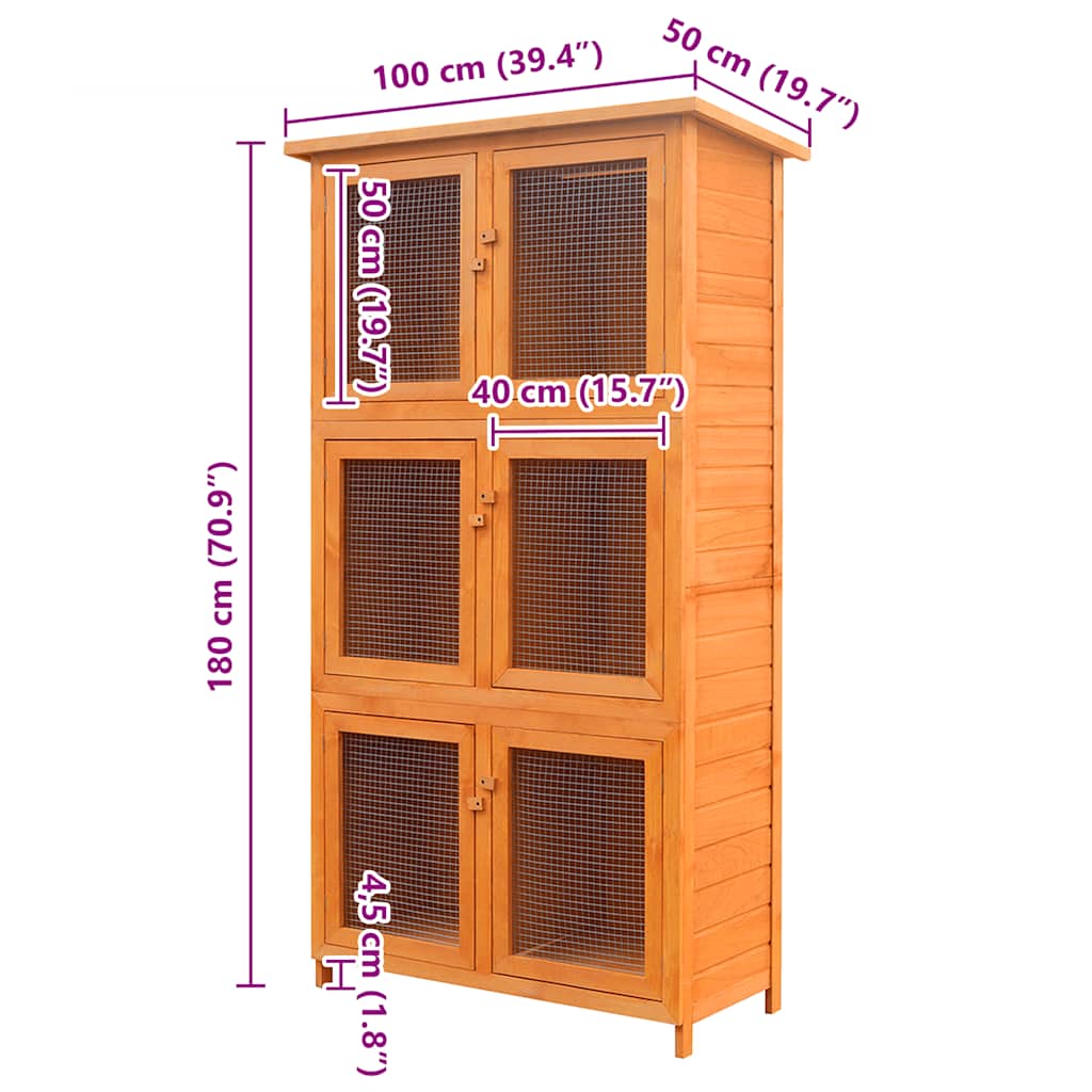 Jaula De Animales Conejera 6 Habitaciones Madera