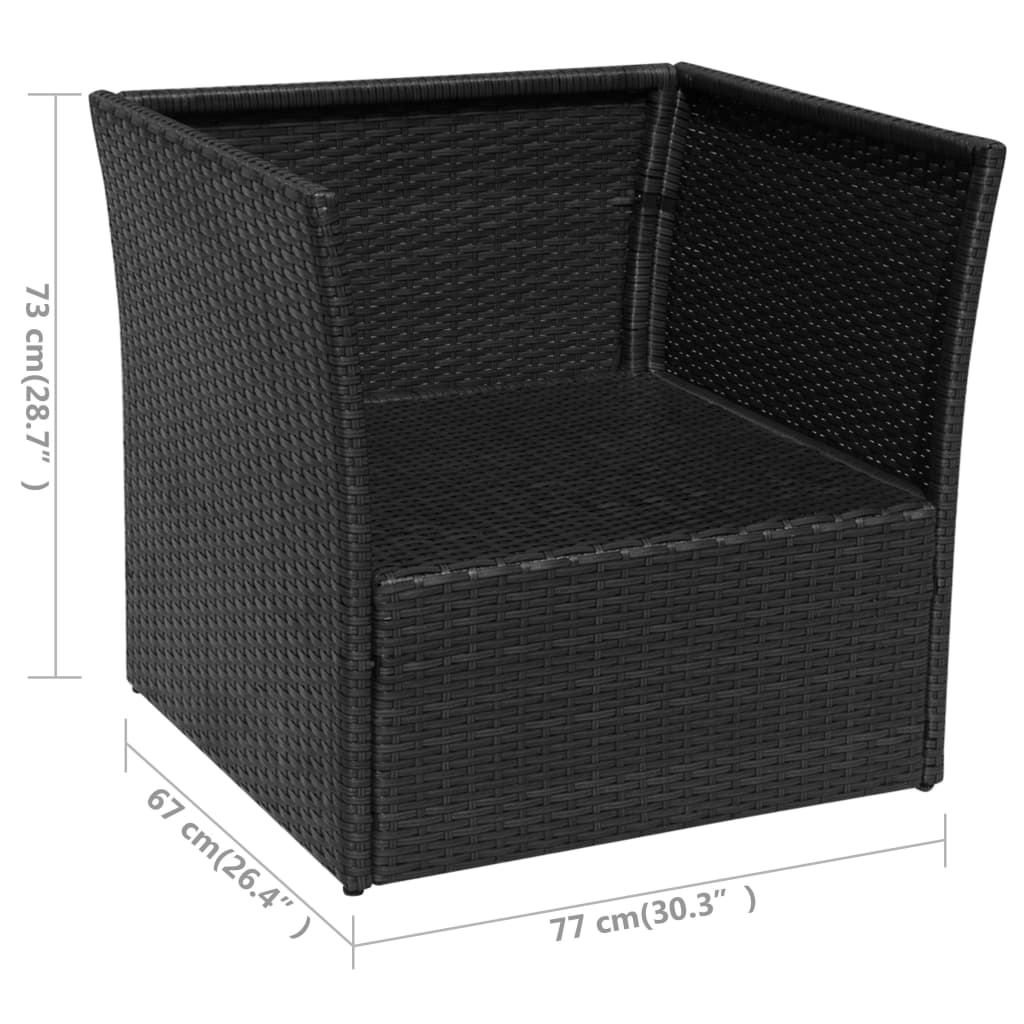 Silla De Jardín Con Taburete Poli Ratán Negra