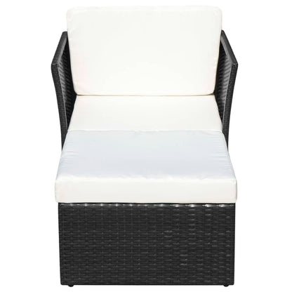 Silla De Jardín Con Taburete Poli Ratán Negra