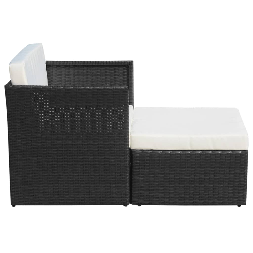 Silla De Jardín Con Taburete Poli Ratán Negra