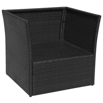 Silla De Jardín Con Taburete Poli Ratán Negra
