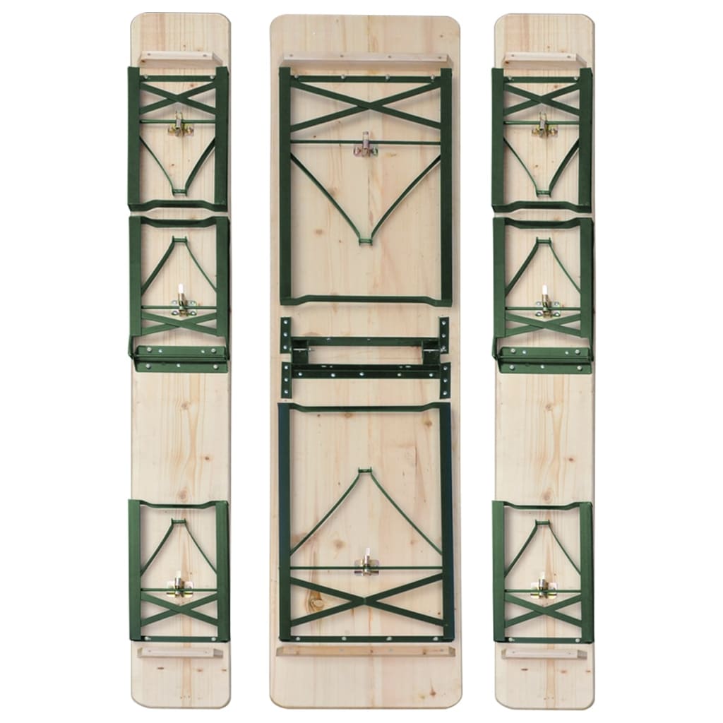 Mesa Plegable Para Cerveza Con 2 Bancos, 220 Cm, Madera De Abeto