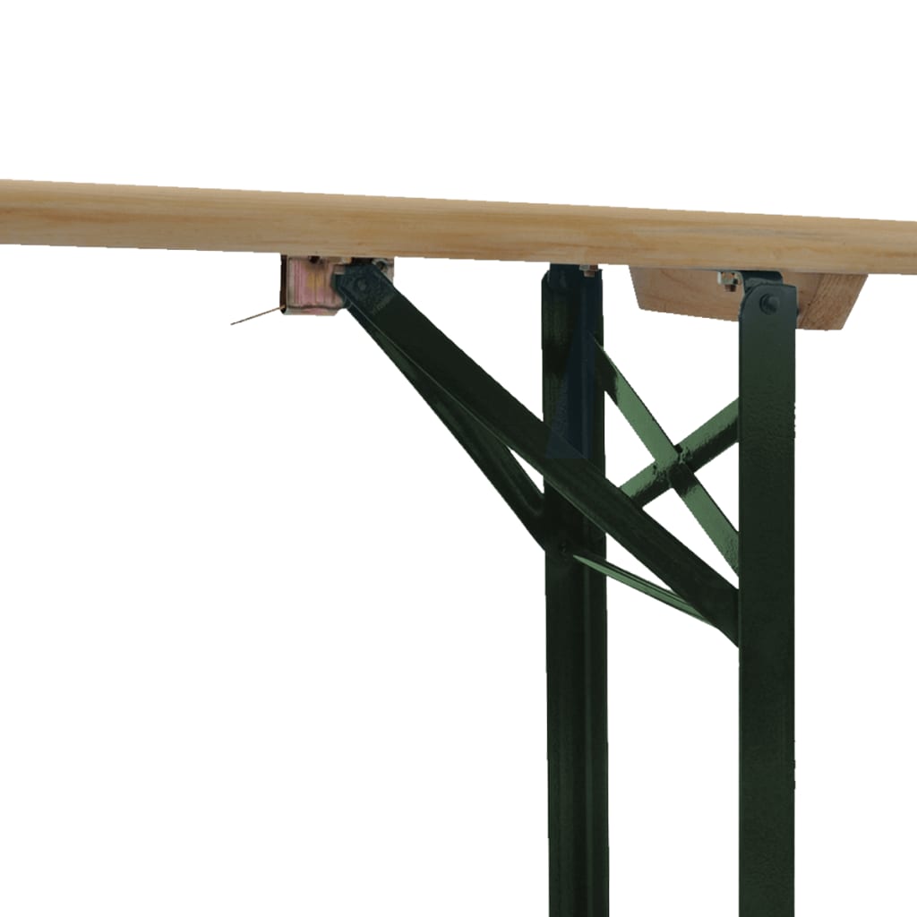 Mesa Plegable Para Cerveza Con 2 Bancos, 220 Cm, Madera De Abeto