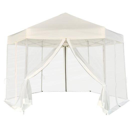 Carpa Desplegable Hexagonal 6 Paredes Blanco 3,6X3,1M
