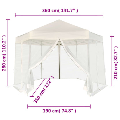 Carpa Desplegable Hexagonal 6 Paredes Blanco 3,6X3,1M