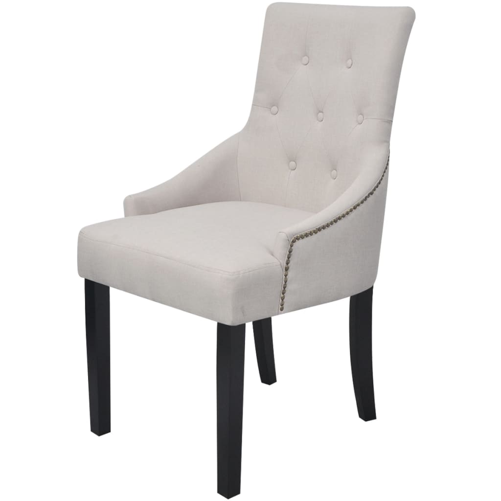 Sillas De Comedor 4 Unidades Tela Gris Crema
