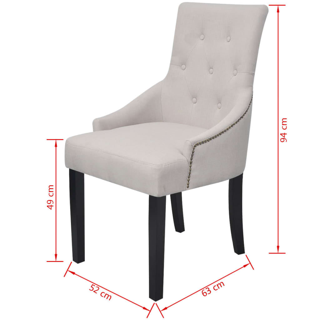 Sillas De Comedor 4 Unidades Tela Gris Crema