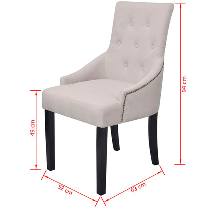 Sillas De Comedor 4 Unidades Tela Gris Crema