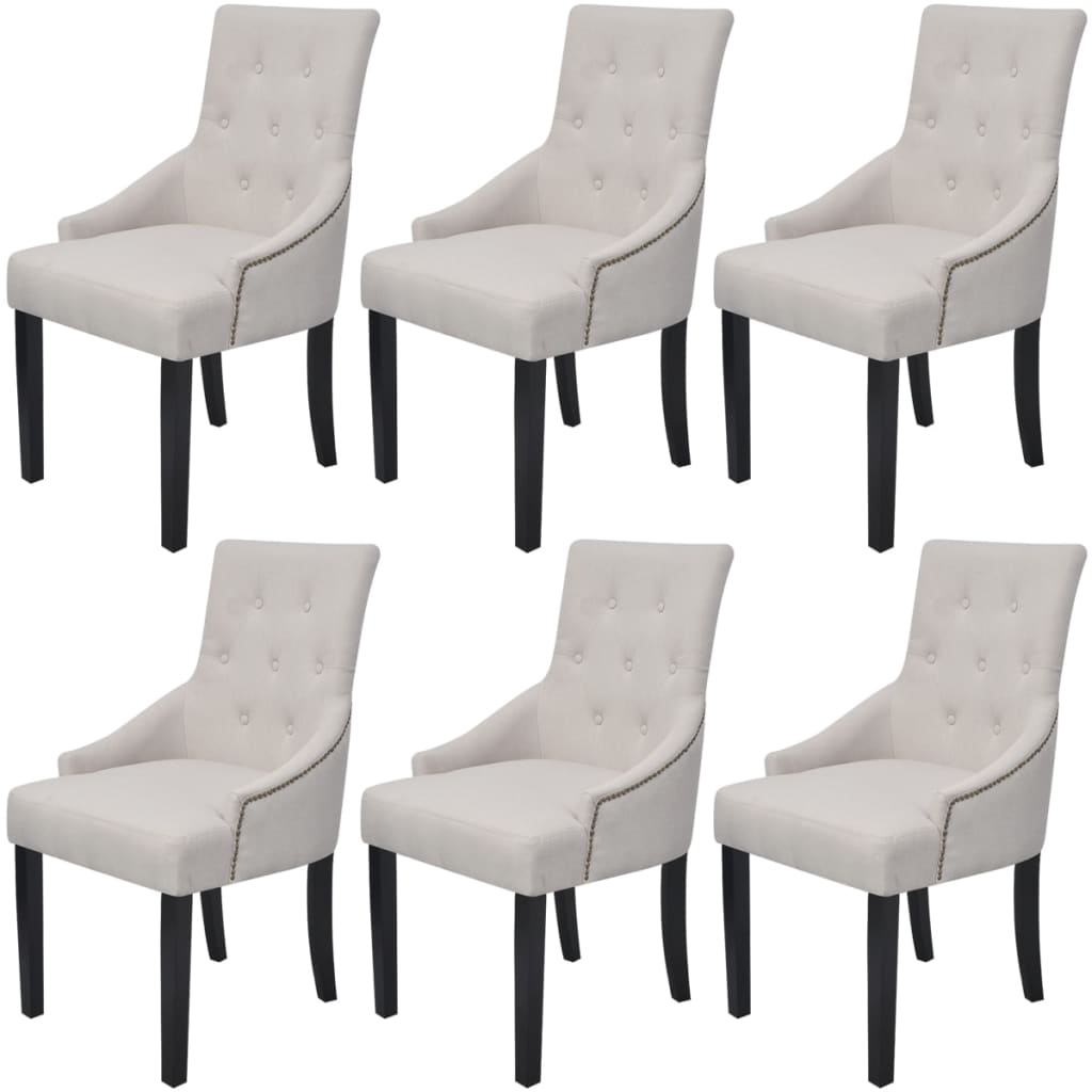 Sillas De Comedor 4 Unidades Tela Gris Crema