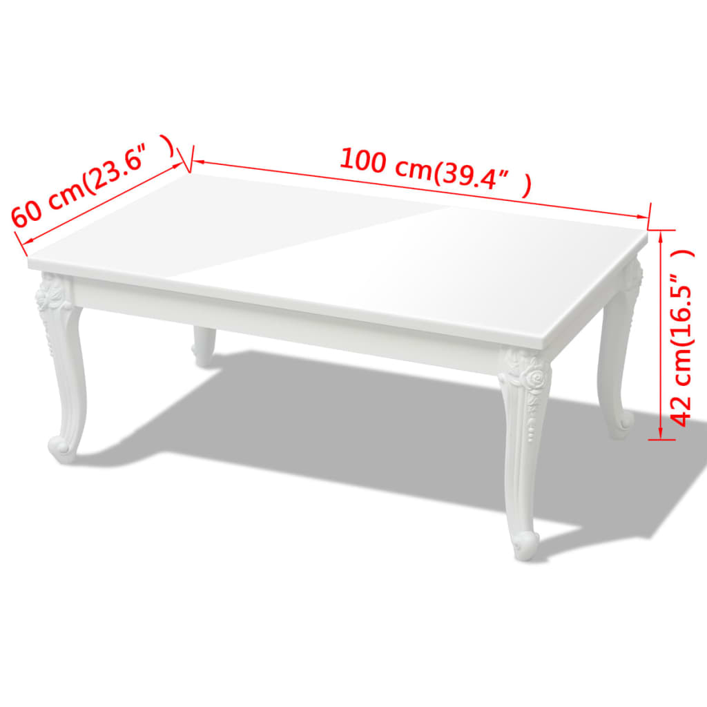 Mesa De Centro Blanco Brillante