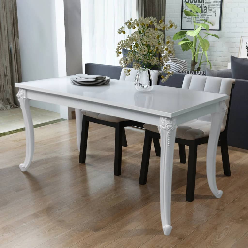 Mesa De Comedor Blanco Brillante