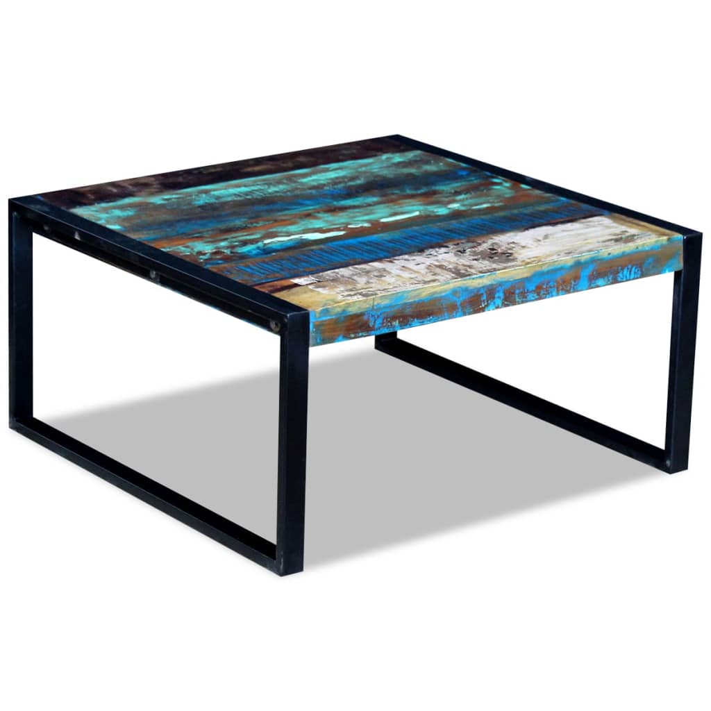 Mesa De Centro De Madera Maciza Reciclada 80X80X40 Cm
