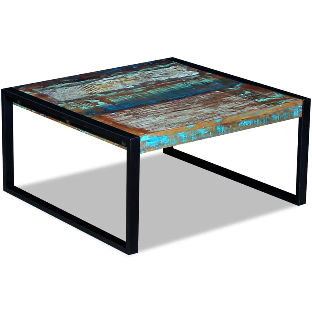 Mesa De Centro De Madera Maciza Reciclada 80X80X40 Cm