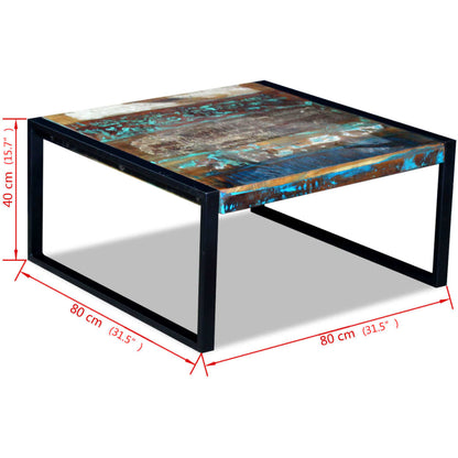 Mesa De Centro De Madera Maciza Reciclada 80X80X40 Cm