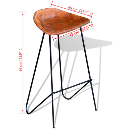 Taburetes De Cocina 2 Unidades Cuero Auténtico Negro Y Marrón