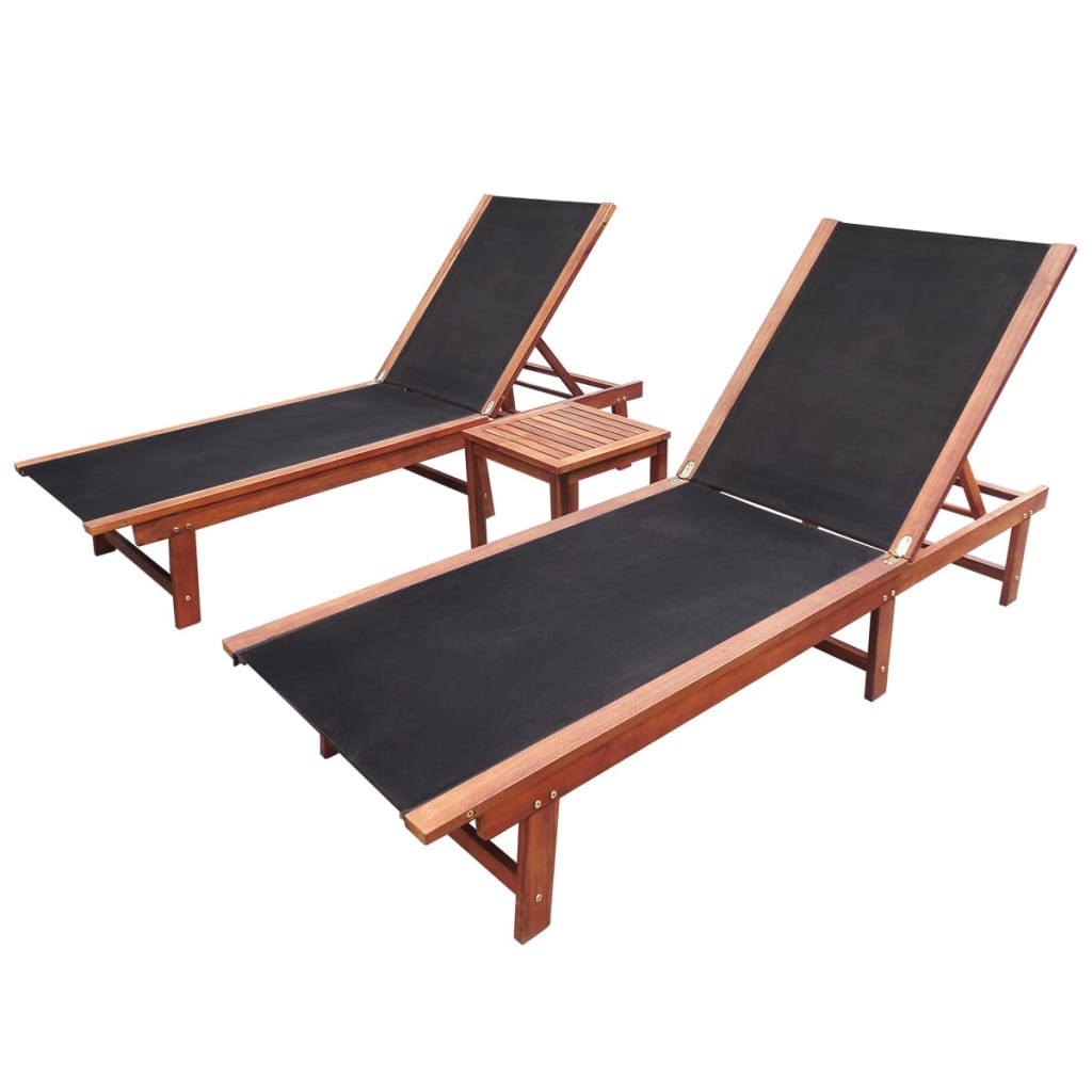 Tumbona Con Mesa Madera Maciza De Acacia Y Textileno