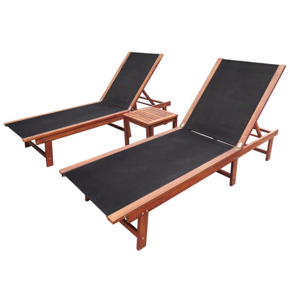 Tumbona Con Mesa Madera Maciza De Acacia Y Textileno
