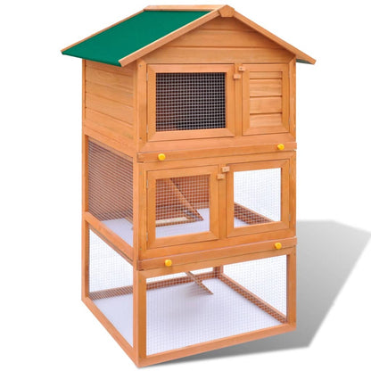 Jaula De Madera Para Conejos De Exterior, 3 Niveles