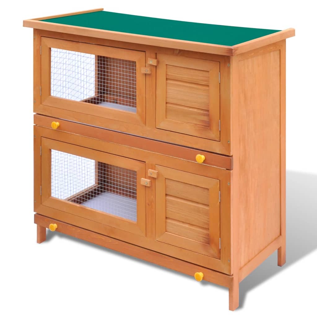 Jaula De Madera Para Conejos Pequeños De Exterior Con 4 Puertas