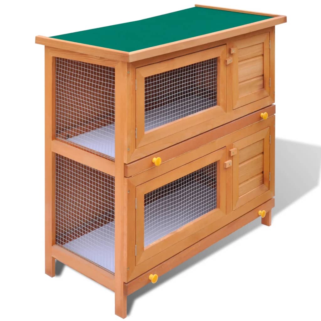 Jaula De Madera Para Conejos Pequeños De Exterior Con 4 Puertas