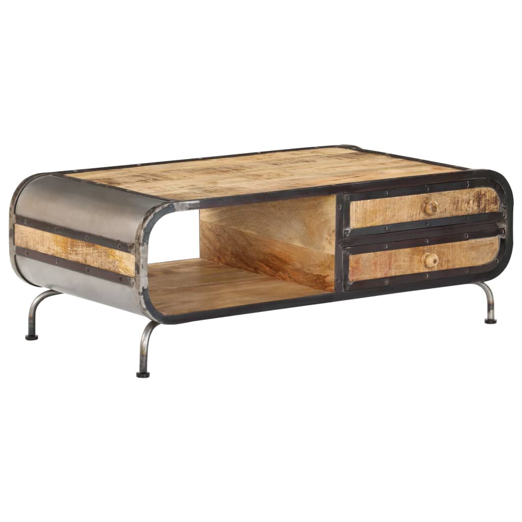 Mesa De Centro Madera Maciza De Mango 100X50X35 Cm