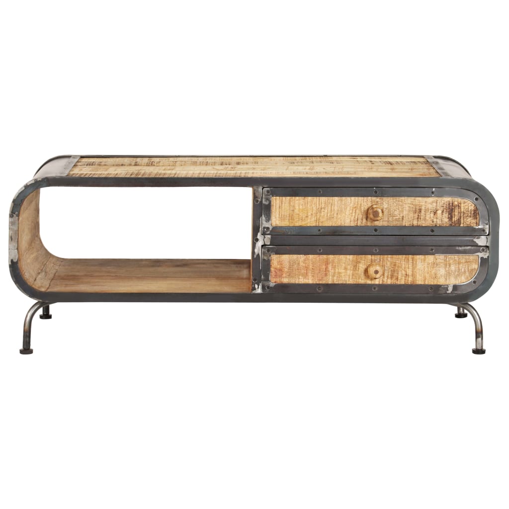 Mesa De Centro Madera Maciza De Mango 100X50X35 Cm