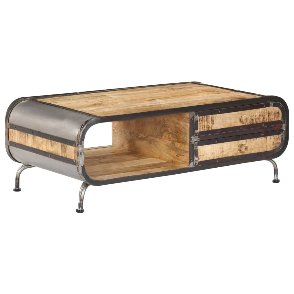 Mesa De Centro Madera Maciza De Mango 100X50X35 Cm