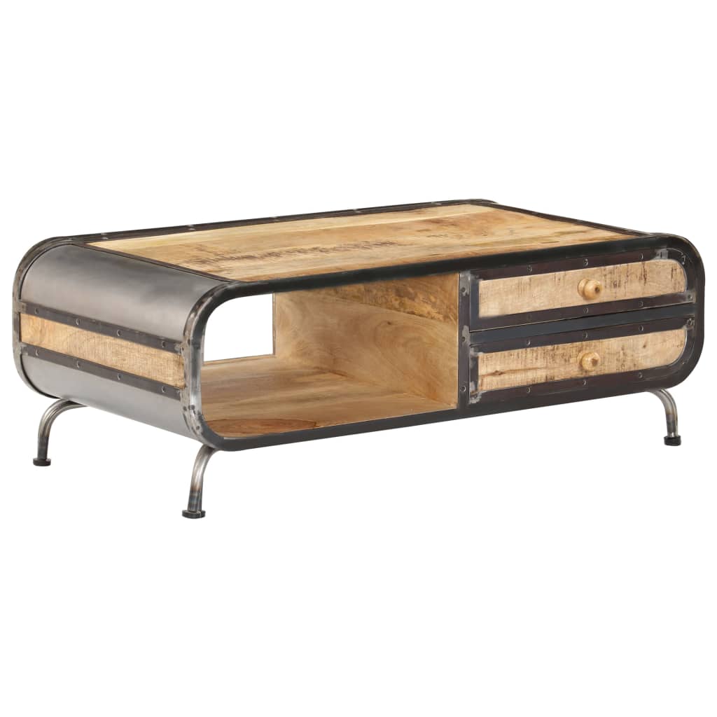 Mesa De Centro Madera Maciza De Mango 100X50X35 Cm