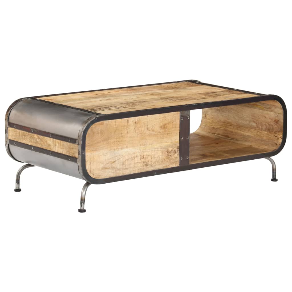 Mesa De Centro Madera Maciza De Mango 100X50X35 Cm