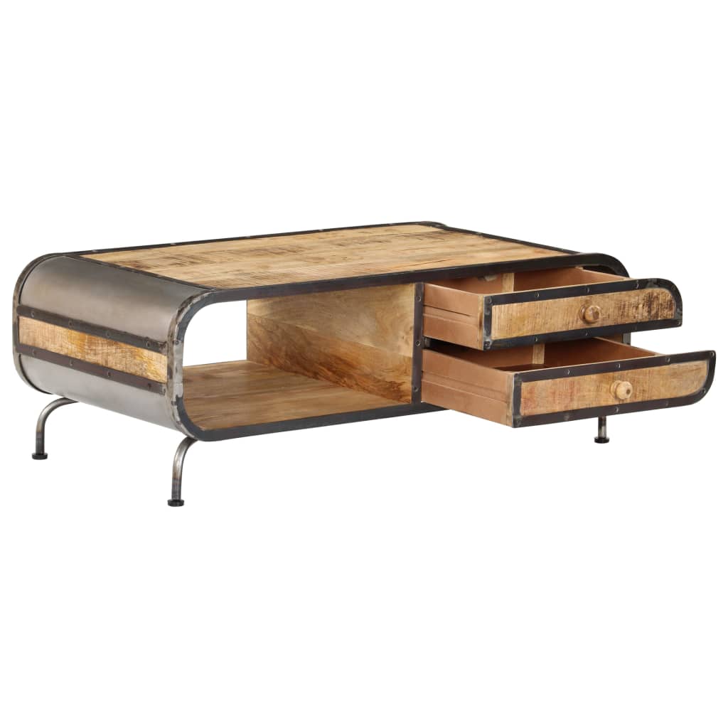 Mesa De Centro Madera Maciza De Mango 100X50X35 Cm