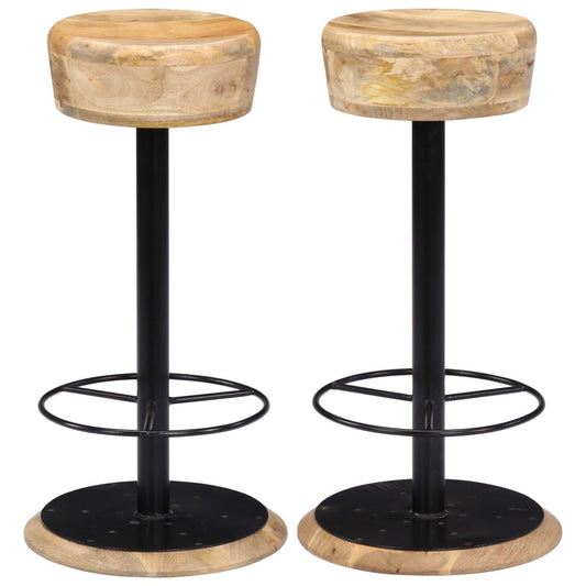 Taburetes De Cocina 2 Unidades Madera Maciza De Mango