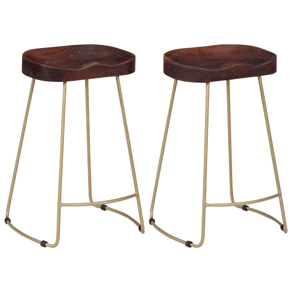 Taburetes De Barra 2 Uds Madera Maciza Mango